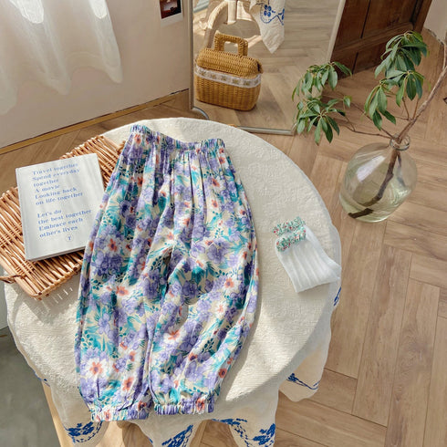 Children's floral anti-mosquito pants thin casual pants air-conditioned pants